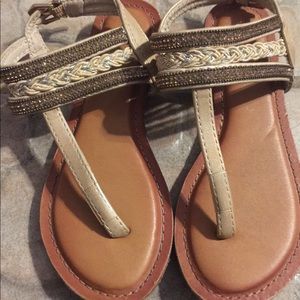 Girls Beige Palms sandals sz:11